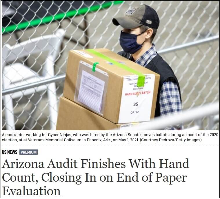  애리조나 2020년 선거감사 6월 26일 종료..현미경 카메라도 동원 조사 Arizona Audit Finishes With Hand Count, Closing In on End of Paper Evaluation