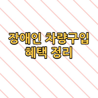  장애인 차량구입 혜택 정리 일반장애, 시각장애, 국가유공자 그외 주차요금 50%감면