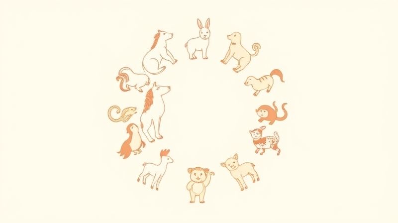12가지 띠 동물들이 원형으로 배치된 일러스트