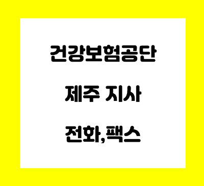  건강보험공단 제주지사 전화번호