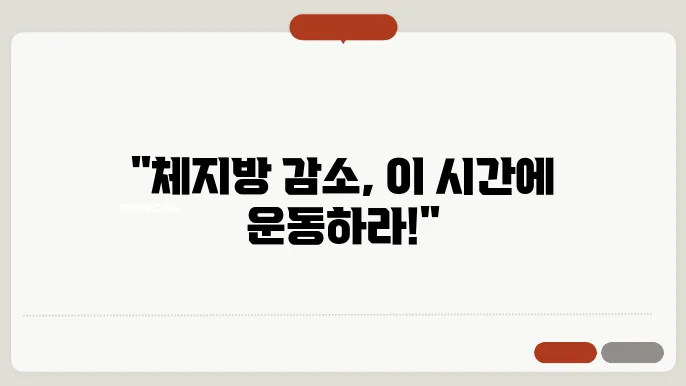 체지방 감소를 위한 최적의 운동 시간