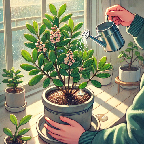 화분에 물주는 일러스트