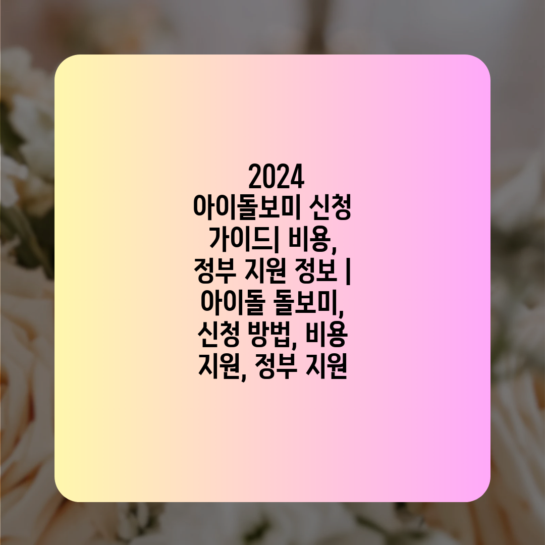  2024 아이돌보미 신청 가이드 비용, 정부 지원 정