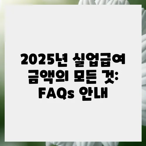 2025년 실업급여 금액의 모든 것: FAQs 안내