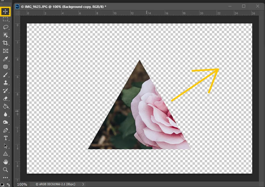 어도비 포토샵의 클리핑 마스크로 이미지 자른 모습