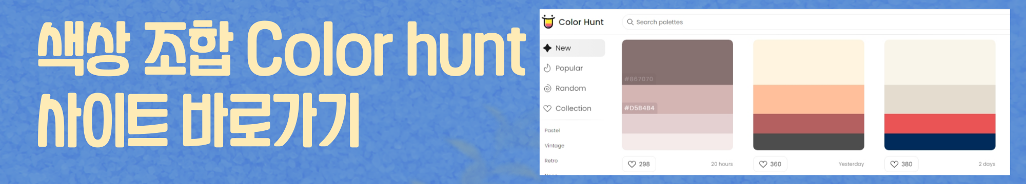 색상조합 컬러헌트 color hunt사이트 바로가기