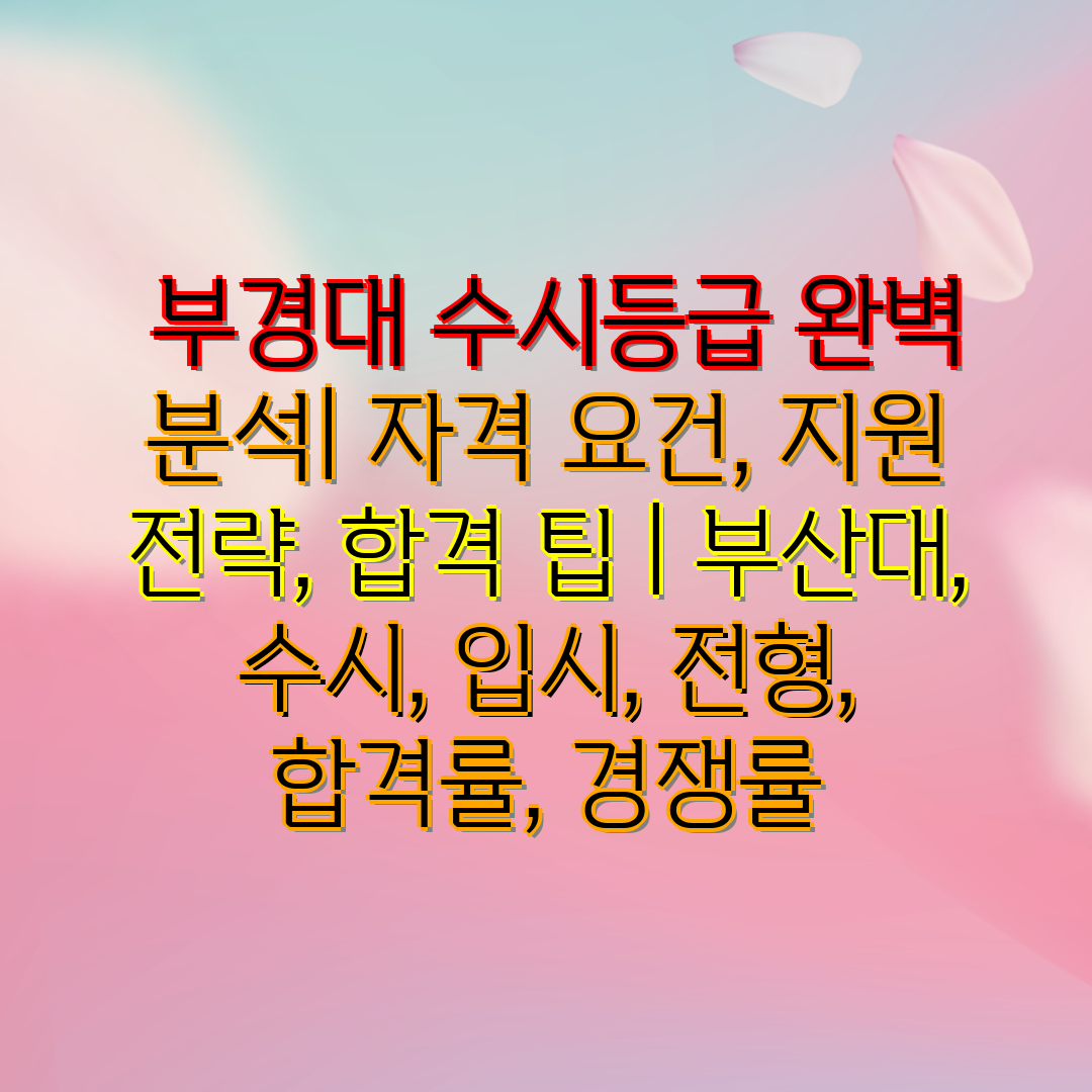  부경대 수시등급 완벽 분석 자격 요건, 지원 전략, 