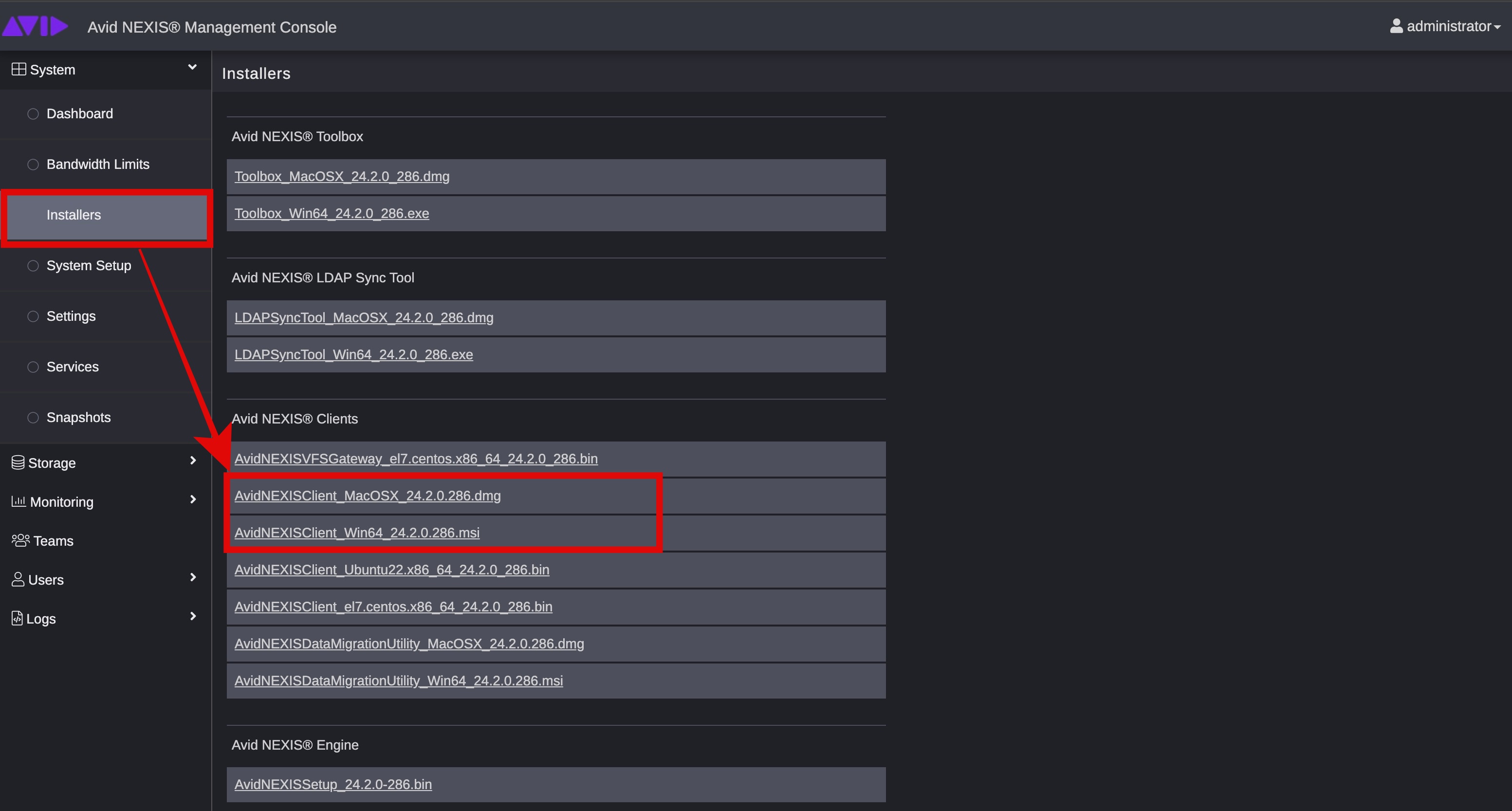 Avid NEXIS Client Installer