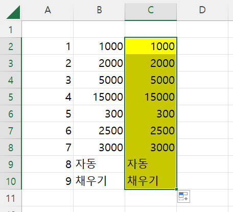 자동 채우기 - 빠른 채우기