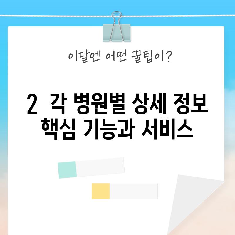 2.  각 병원별 상세 정보: 핵심 기능과 서비스