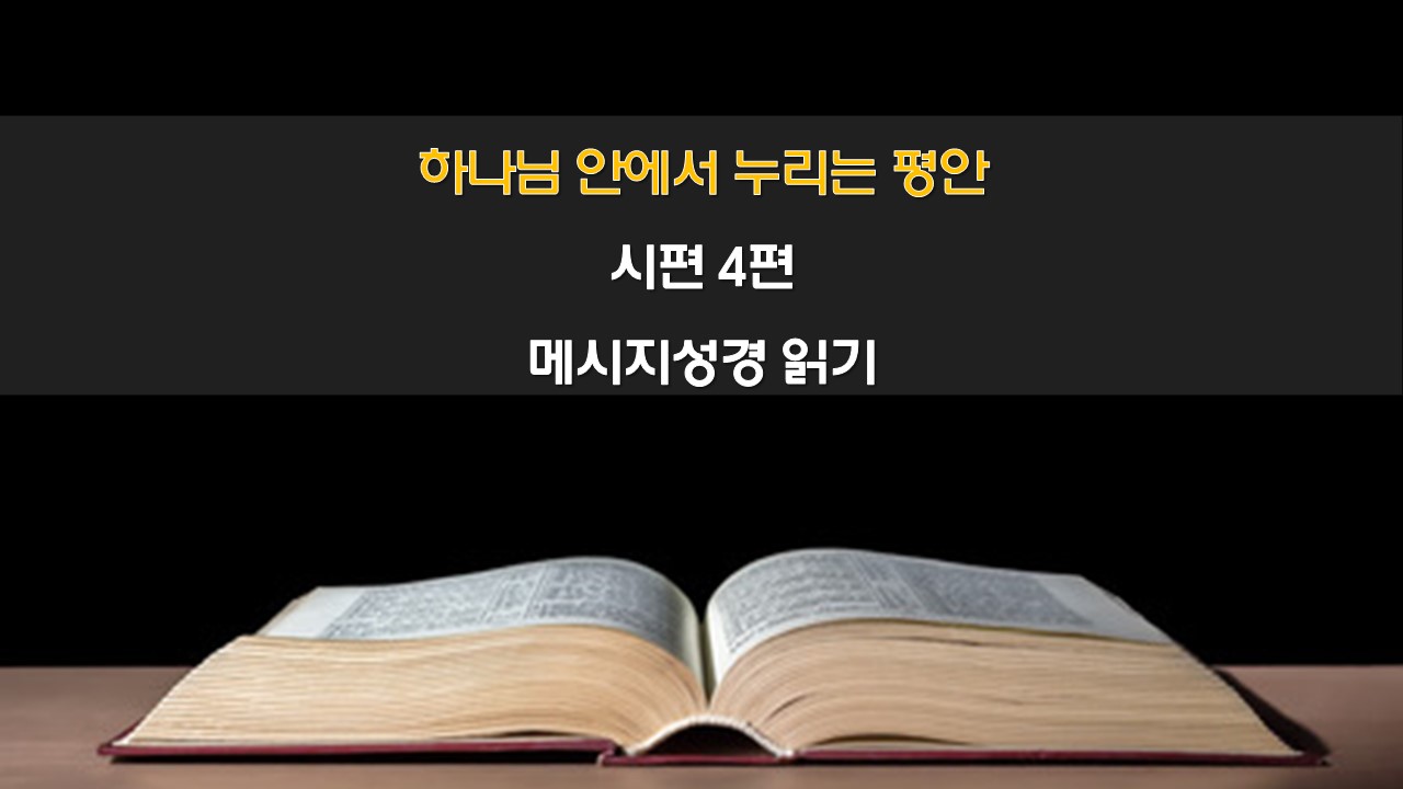 시편4편 메시지성경읽기 성경묵상 큐티