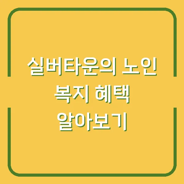 실버타운의 노인 복지 혜택 알아보기