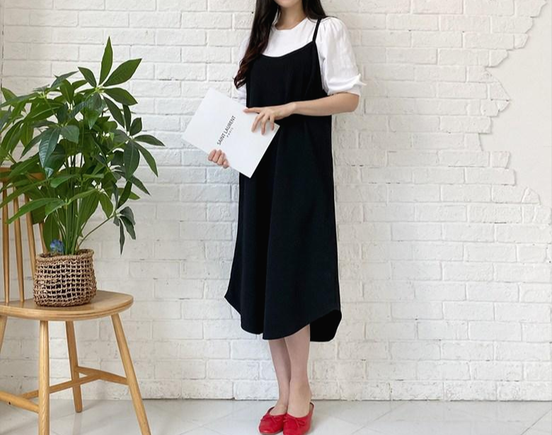  가비진 A라인 뷔스티에 롱 원피스 블랙색상 뷔스티에 원피스 찾으세요?