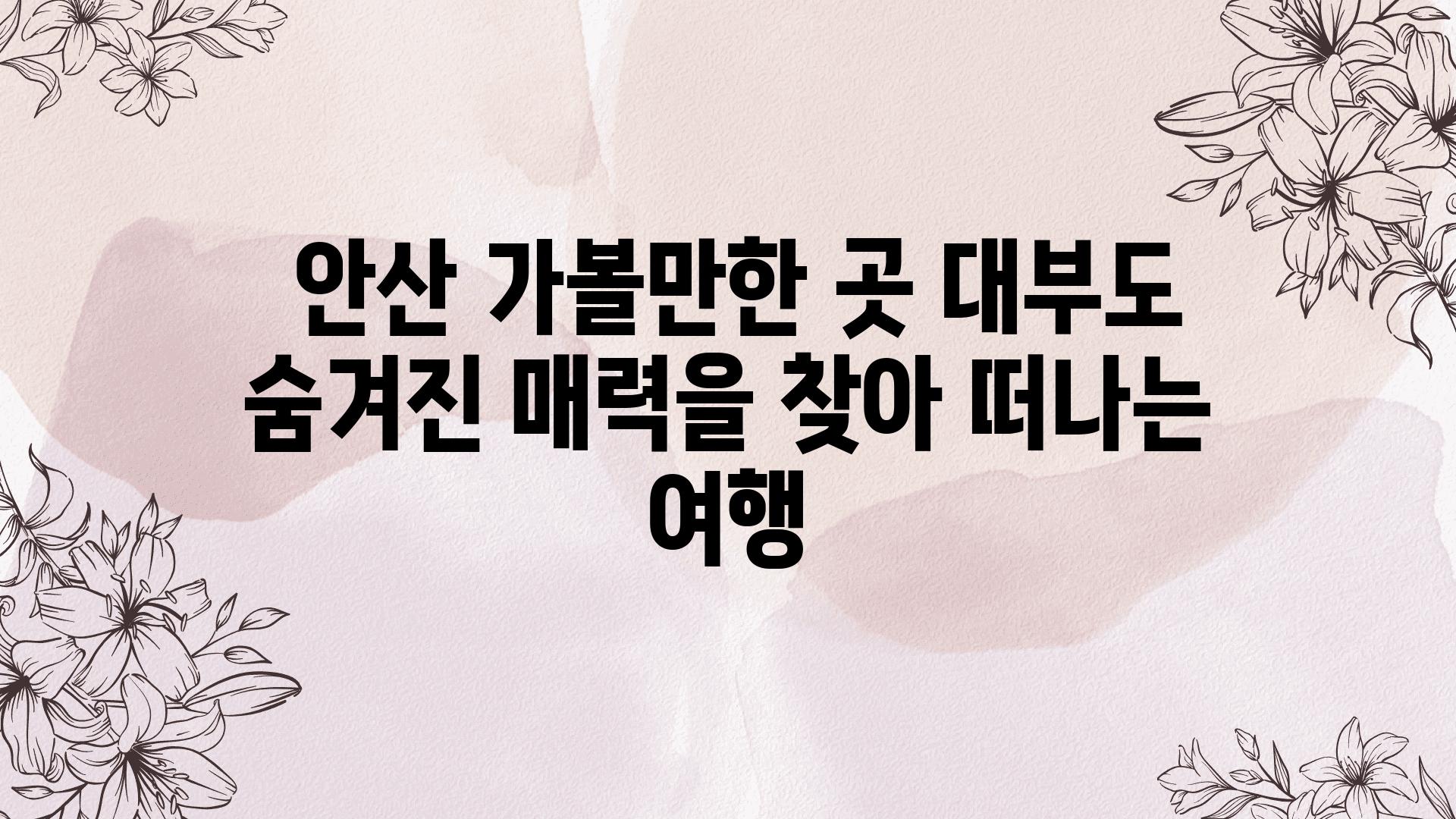  안산 가볼만한 곳 대부도 숨겨진 매력을 찾아 떠나는 여행