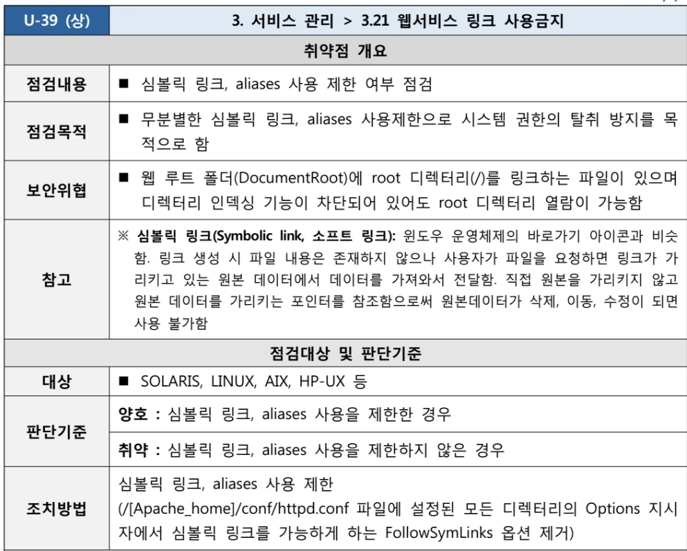  [U-39] 3. 서비스 관리 3.21 웹 서비스 링크 사용금지