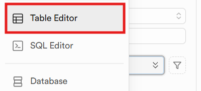 Project > Table Editor