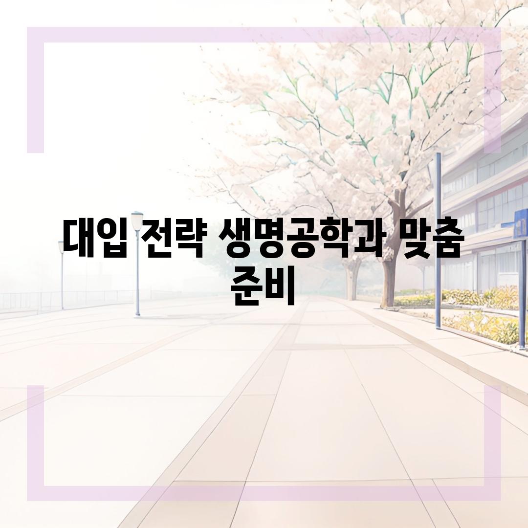 대입 전략 생명공학과 맞춤 준비