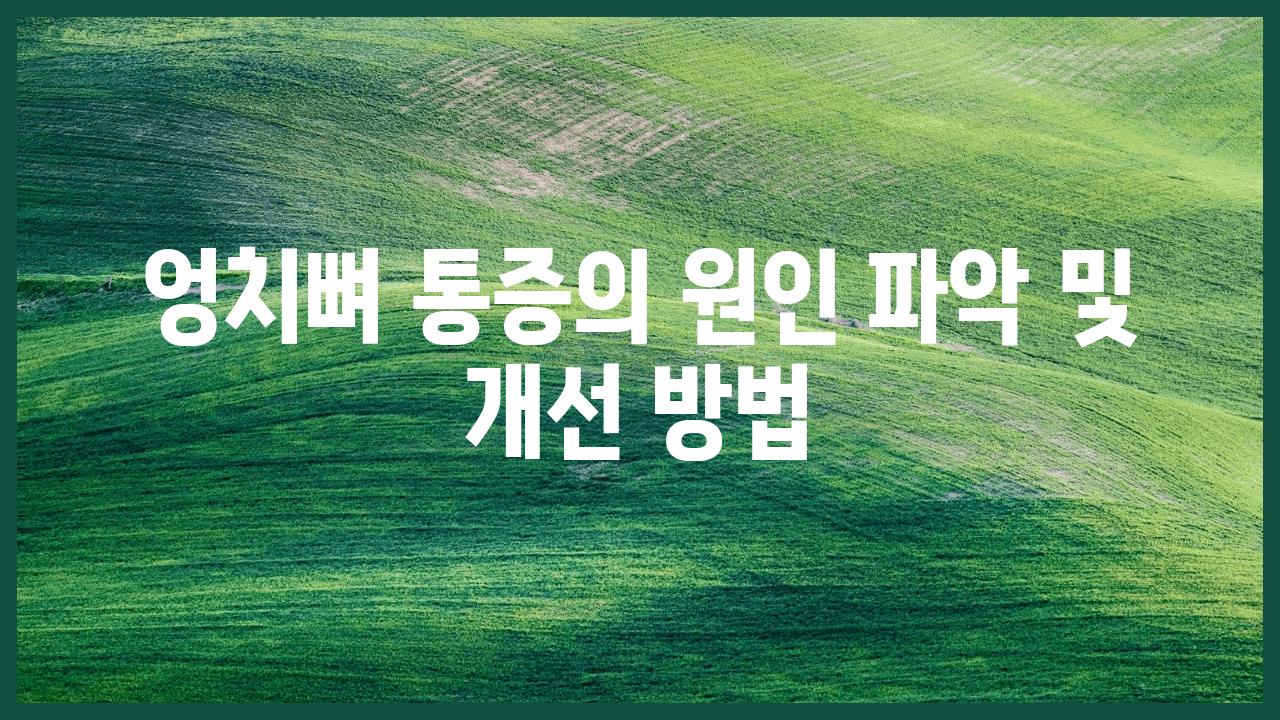 엉치뼈 통증의 원인 파악 및 개선 방법