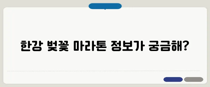 한강 벚꽃 마라톤 완전 정리! 코스·접수·일정 안내