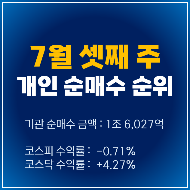  7월 3주차 개인 투자자 순매수 상위 주식 (순매도)