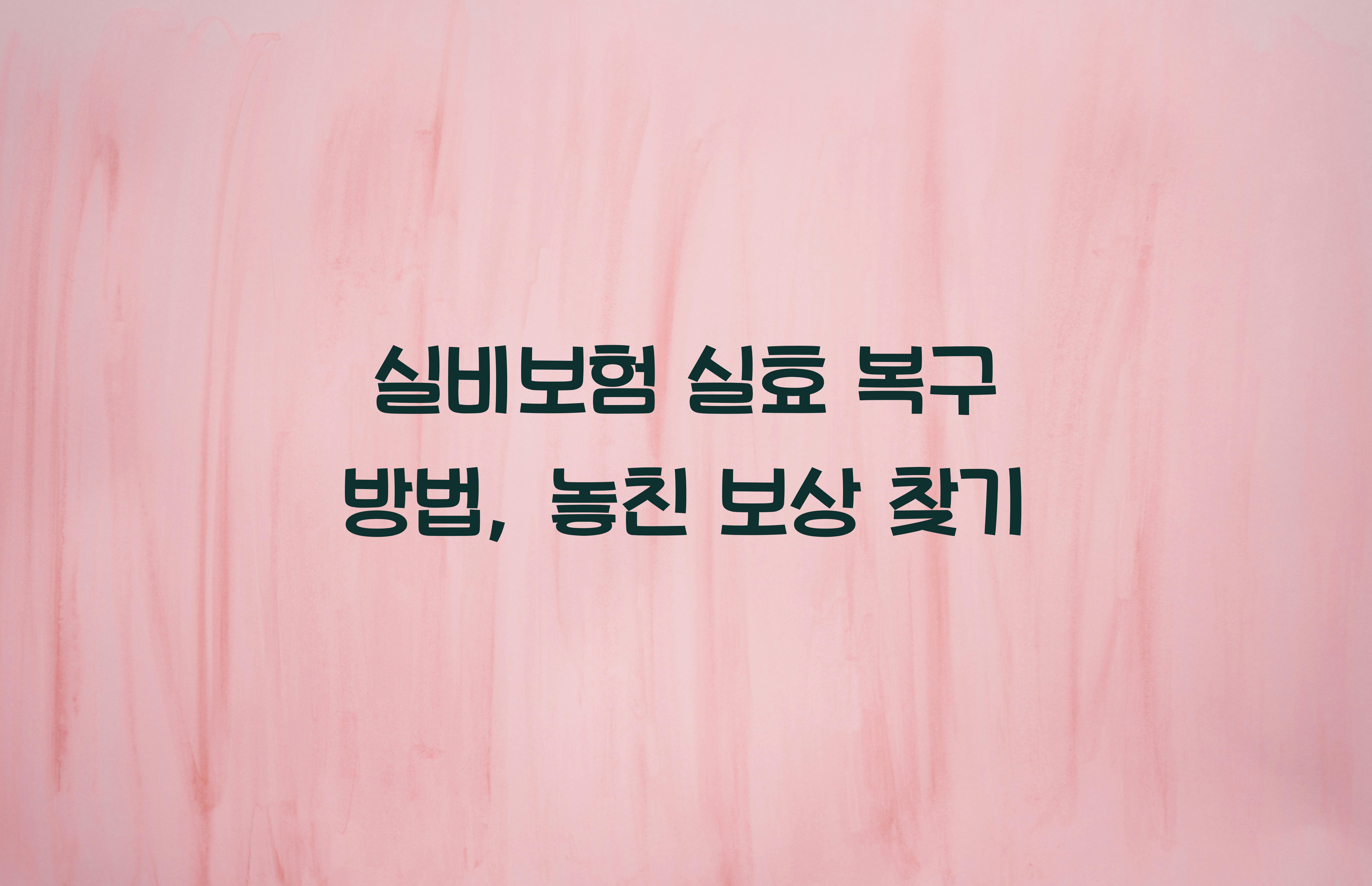 실비보험 실효 복구 방법