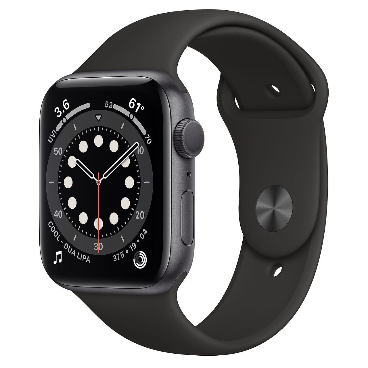  Apple 2020년 애플워치 6 GPS 44mm 레귤러, 스페이스 그레이 알루미늄(케이스), 블랙(스포츠 밴드)