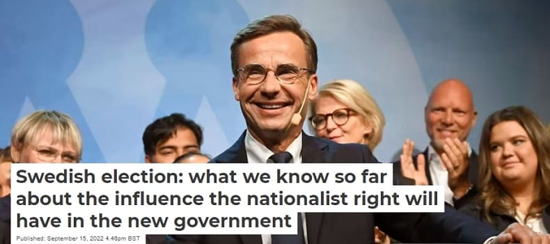  스웨덴, 좌파의 선동 정치에 신물난 국민들 우파 손 들어줘 Swedish election: what we know so far about the influence the nationalist right will have in the new government