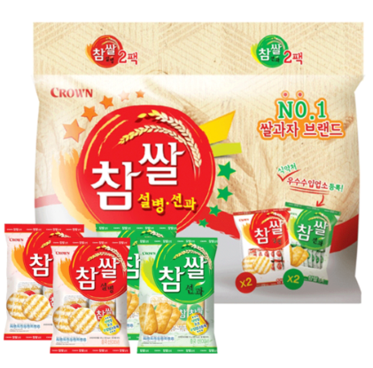 크라운 참쌀 설병 128g x 2p + 선과 115g x 2p 세트