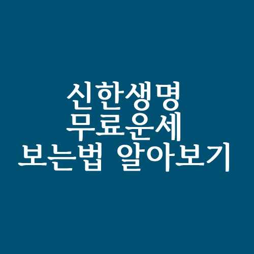  무료운세 사이트 신한생명 에서 보는 법