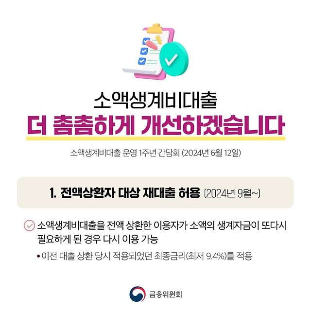 소액생계비 대출 개선점