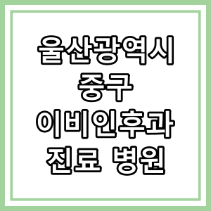 울산광역시 중구 이비인후과 진료 잘하는 병원 찾기