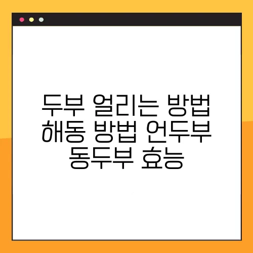 두부 얼리는 방법 해동 방법 언두부 동두부 효능