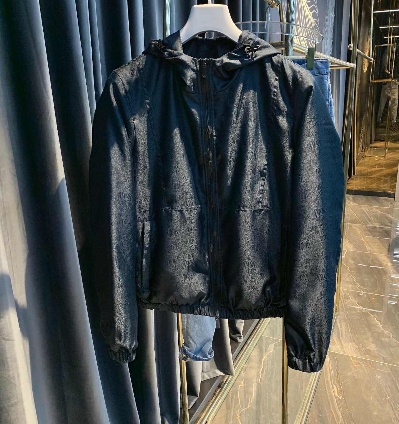  [DIOR x STUSSY] 디올 X 스투시 숀 블랙 오블리크 후드 블루종 집업 자켓 013C402D4944_989