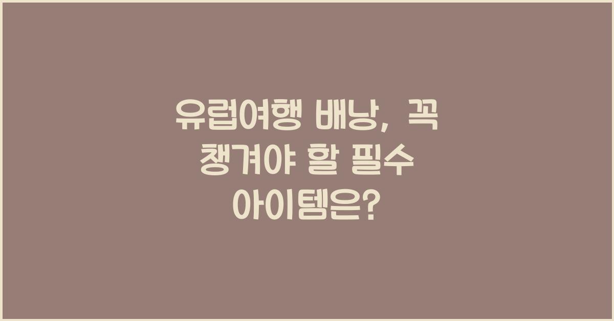 유럽여행 배낭