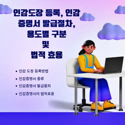  인감도장 등록, 인감증명서 발급절차, 용도별 구분 및 인감증명서 법적 효용