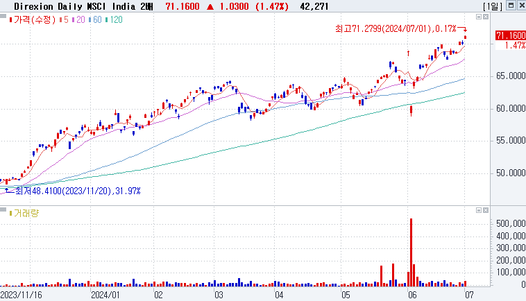 Direxion Daily MSCI India Bull 2X Shares (INDL)