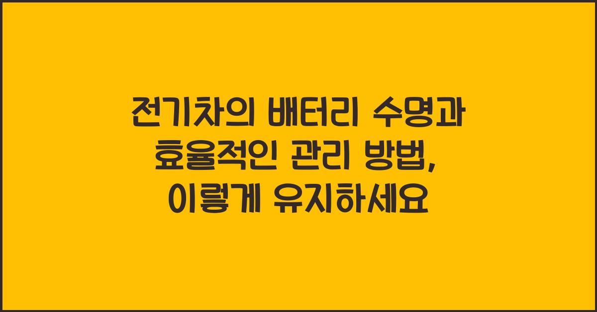전기차의 배터리 수명과 효율적인 관리 방법