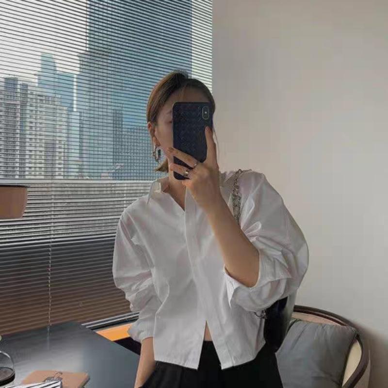 여성 화이트셔츠 크롭블라우스 크롭남방