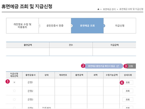 휴면예금찾아줌 조회