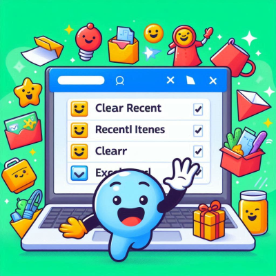 컴퓨터 화면에 다양한 아이콘과 함께 최근 항목을 지우는 기능