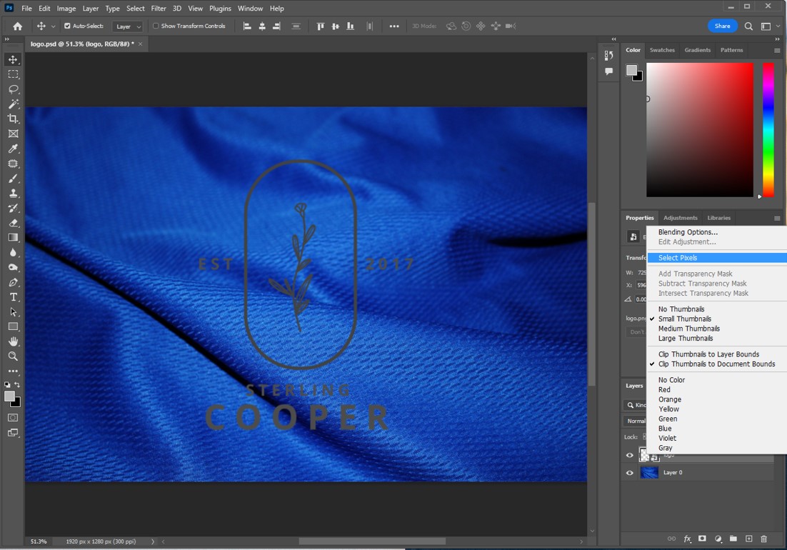 Select Pixels를 선택해보는 사진