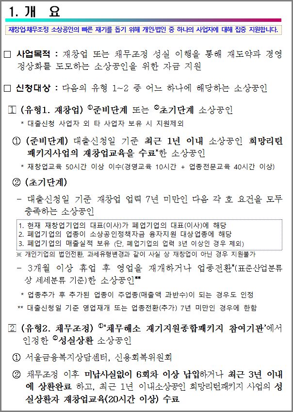 소상공인 재도전특별자금