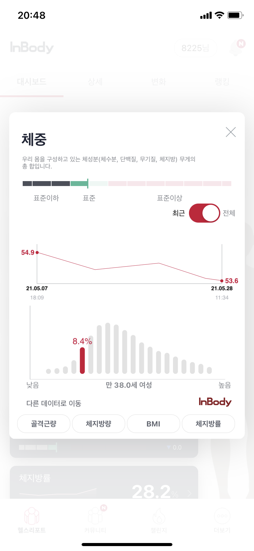 운동한달성과 인바디기록 인바디앱