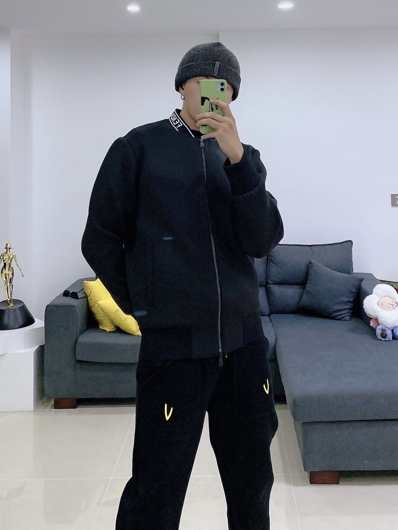  [FENDI] 펜디 로고 자카드 네오프렌 블랜드 봄버 자켓
