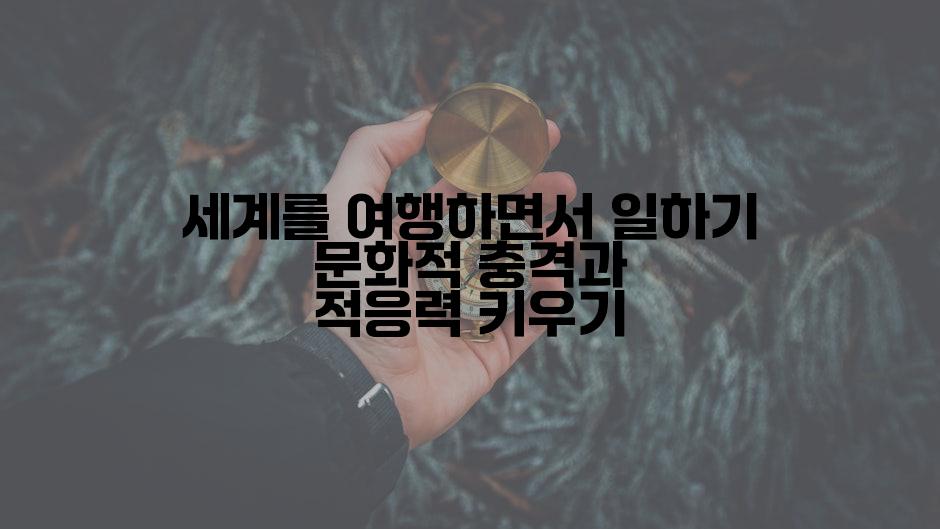 세계를 여행하면서 일하기 문화적 충격과 적응력 키우기