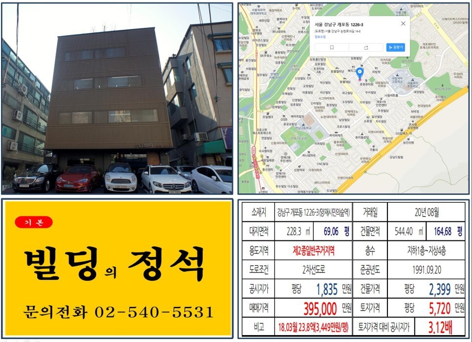  [강남구 올근생 사옥용 30억 꼬마빌딩 실거래가 조회] 개포동 1226-3 (양재시민의숲역) 39.5억 원, 평당 5,720만 원 매매되었습니다. 양재R&CD 개발호재, 위례과천선