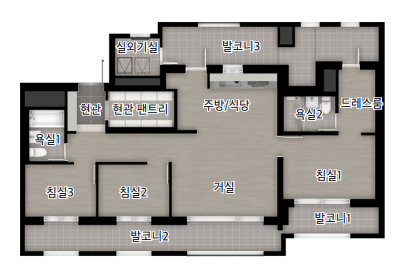 e편한세상 평택 라씨엘르/하이센트 - 84A 비확장 평면도