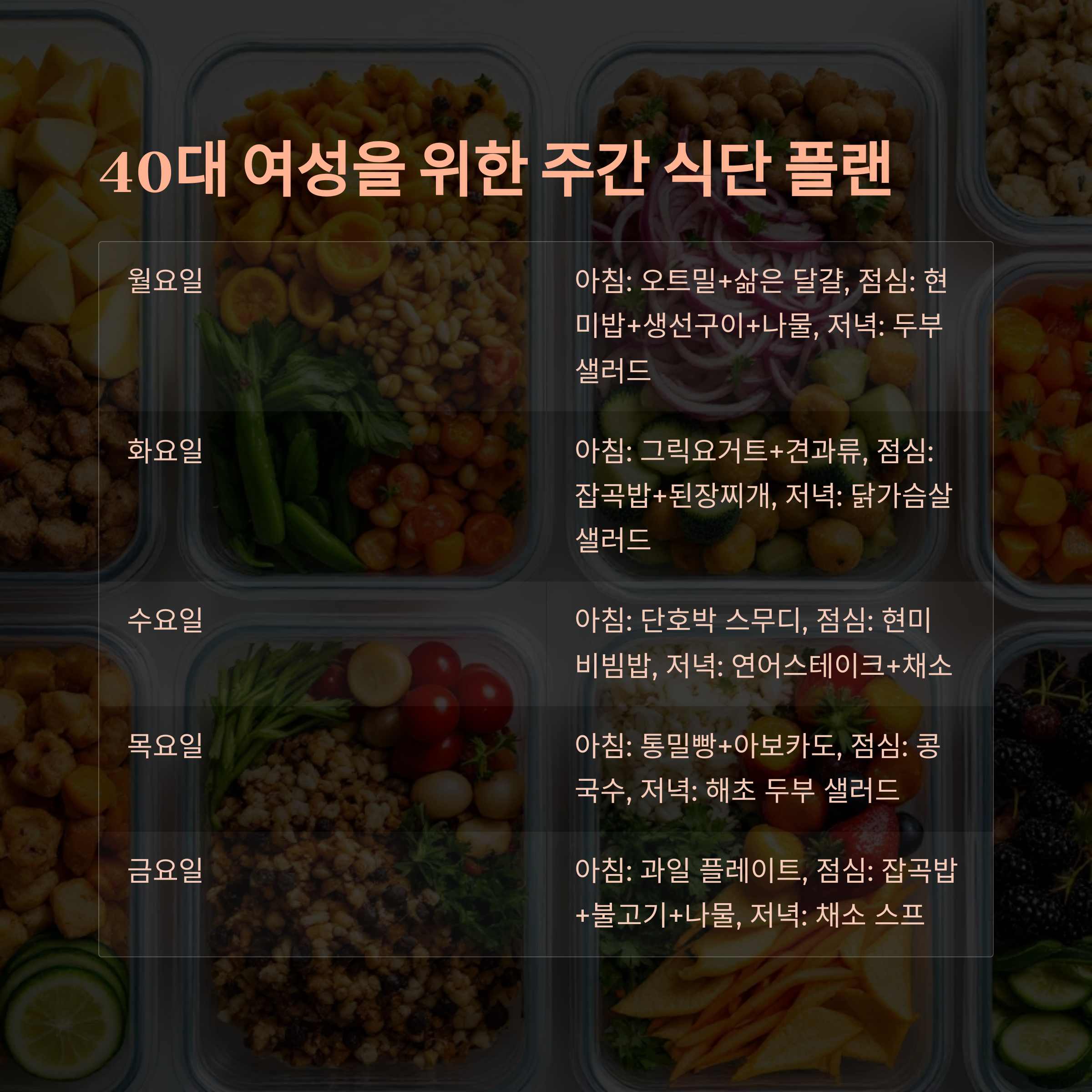 40대 여성 건강식단, 이렇게 구성해보세요