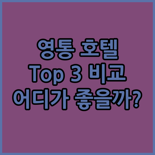 수원 출장러 주목! 영통 호텔 Top