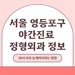 서울 영등포구 야간진료 정형외과 병원 (18시 이후 늦게까지하는 병원)